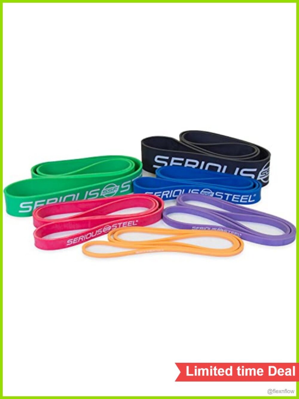 Serious Steel 32" Resistance Band Set Portable Exercise Bands 6 Levels for Home